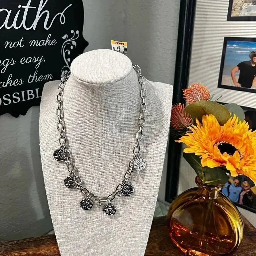 NWT Charter Club Rhodium Silver Charm Necklace #J3